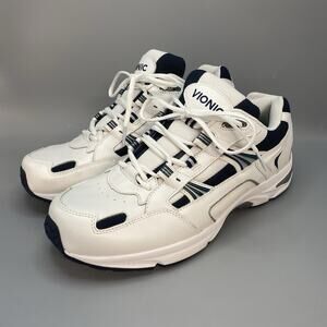 Vionic 23MWALK‎ Men's Sneakers Size 13 White Navy Blue Low Top Shoes